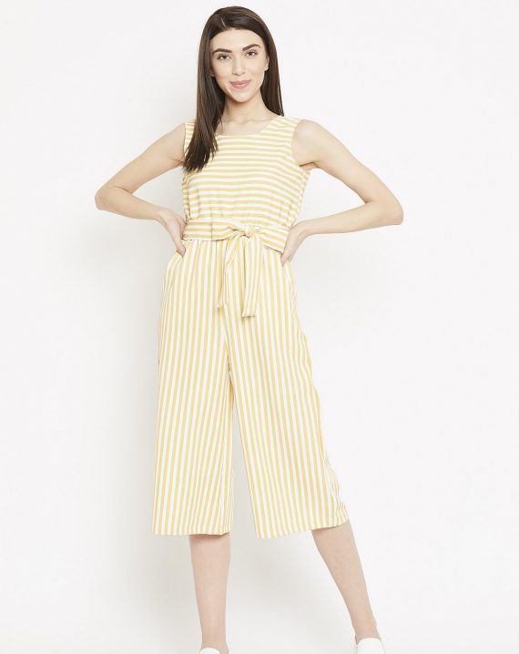 Miss Sunshine yellow and white striped culottes – SassyStripes