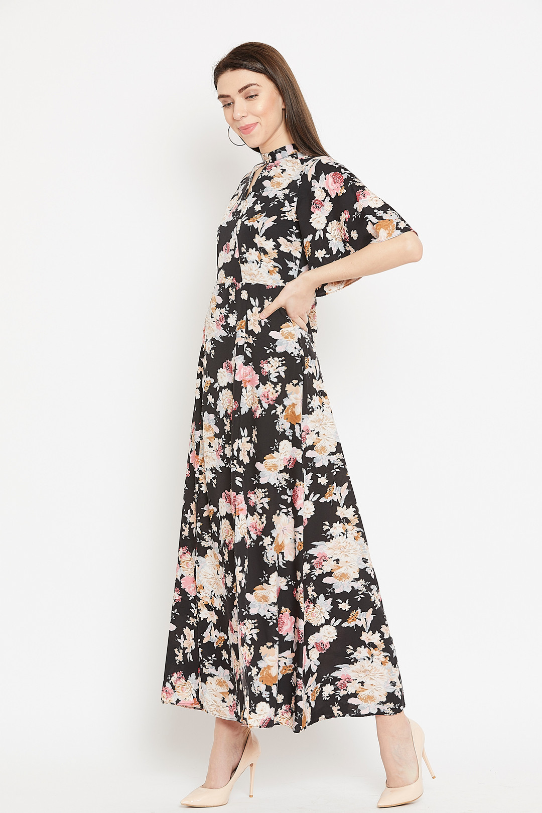 Moon Dance black base floral maxi dress – SassyStripes