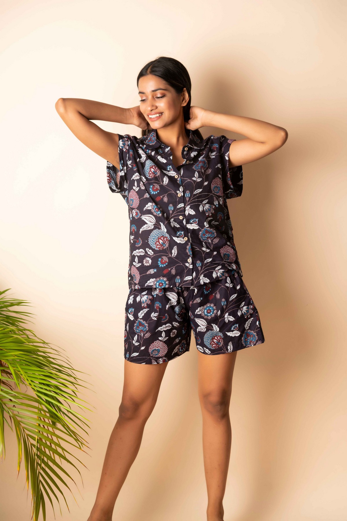 Cotton Hosiery Top And Bottom Ladies Shorts Night Suits - Blue Printed -  Tito's Fashion House