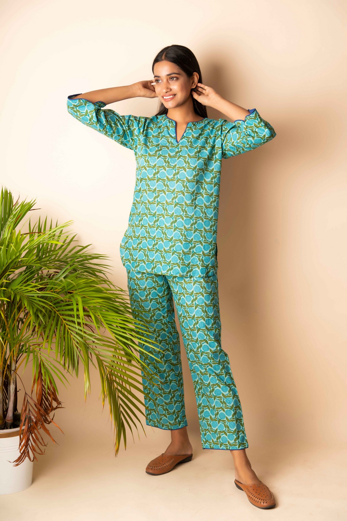 Buy Blue Cotton Hand Block Printed Set for Women Online at Fabindia |  20021806